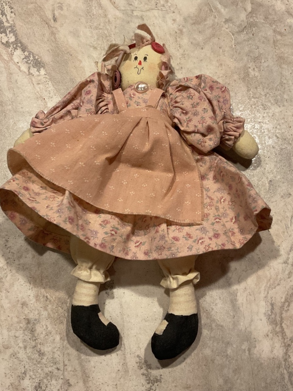Vintage Handmade Cloth Doll 11” tall